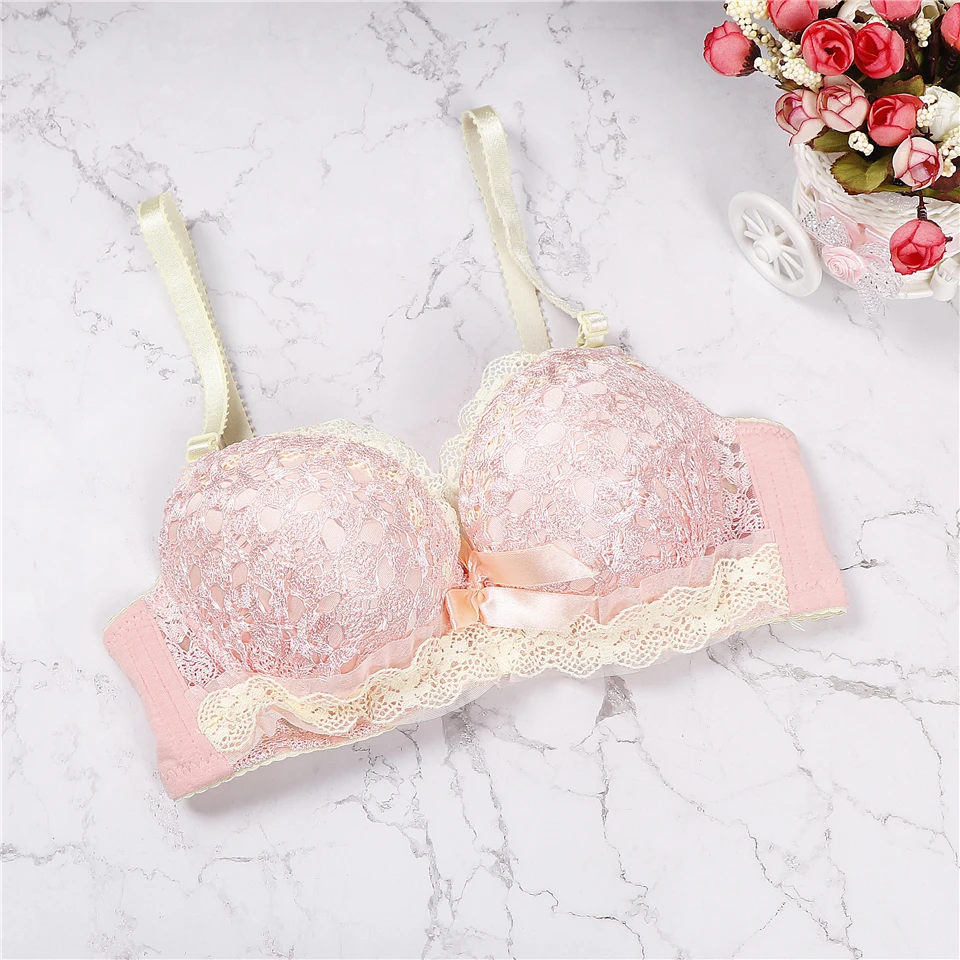 New bra woman underwear push up bra lingerie unlined lace bra women sexy female back closure lolita brassiere 3/4 cup bra