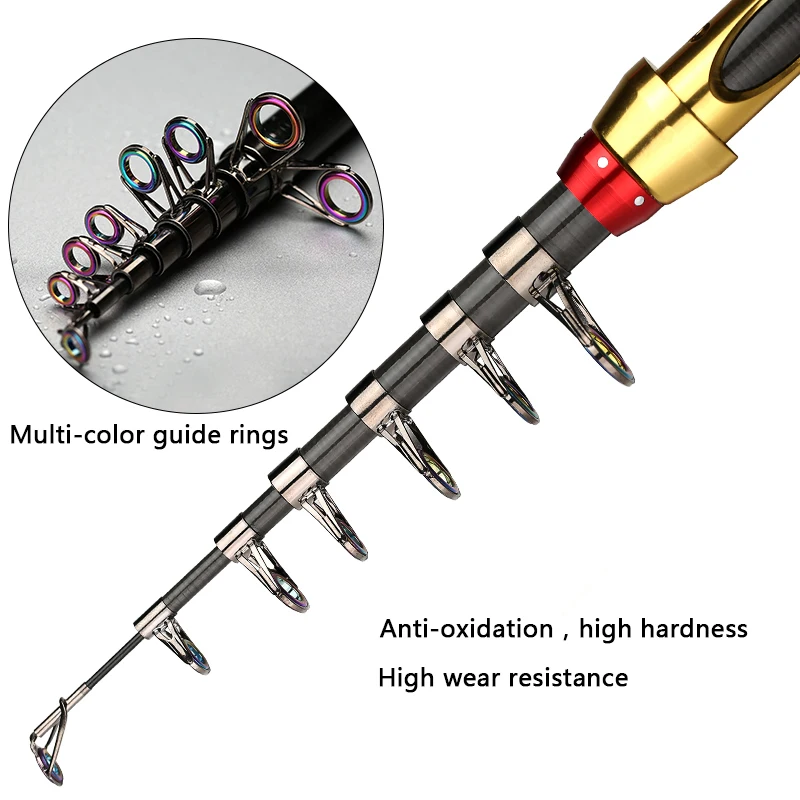 Yernea Kurze Meer Angelruten Faser Teleskop Angelrute 99% Carbon 1,8-3,6 M Spinning Teleskop Angelgerät Spinnrute