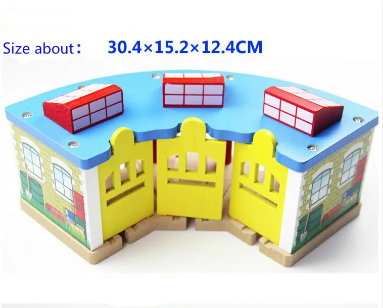 EDWONE 3 Door Timmouth Room Garage Wood Railway Station Track Train Slot Railway Accessories Original Toy For Kids Gift