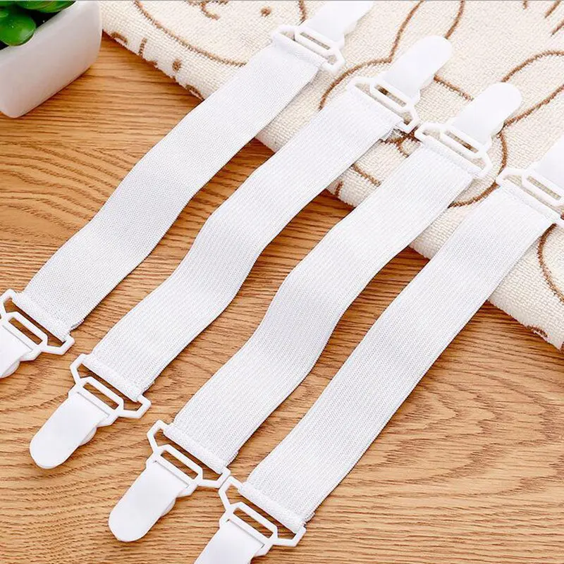 4Pcs/Set Bed Sheet Clip Mattress Fasteners Useful Elastic Cover Blankets Grippers Holder Fixing Slip-Resistant Belt Clip