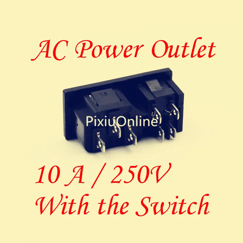 1PCS/LOT  AC Power Outlet  YT581  10 A / 250V Electrical Socket Outlet Cable Socket Black With the Switch Dual function design