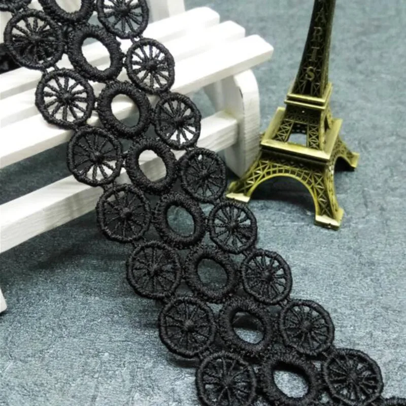 1/2/5 Yards Circle Dot Wheel Lace  Trim Ribbon Tape 40MM Wedding Embroidery Sewing African Lace Fabric DIY Craft Decoration