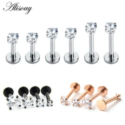 Alisouy 1 Pc color Labret Lip Ring Zircon Anodized Internally Threaded Prong 16G Tragus Helix Ear Piercing Earring women