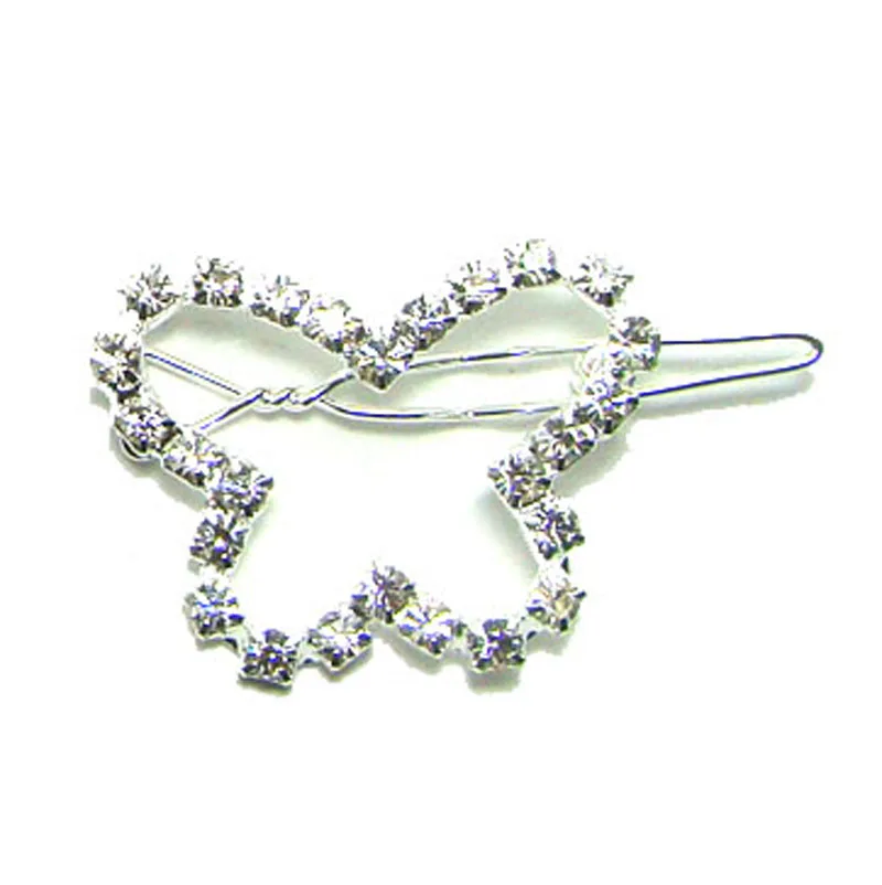 New 30x25mm fancy rhinestone butterfly charm new hinge clip hair barrette wedding ornament jewelry accessory 1DZx