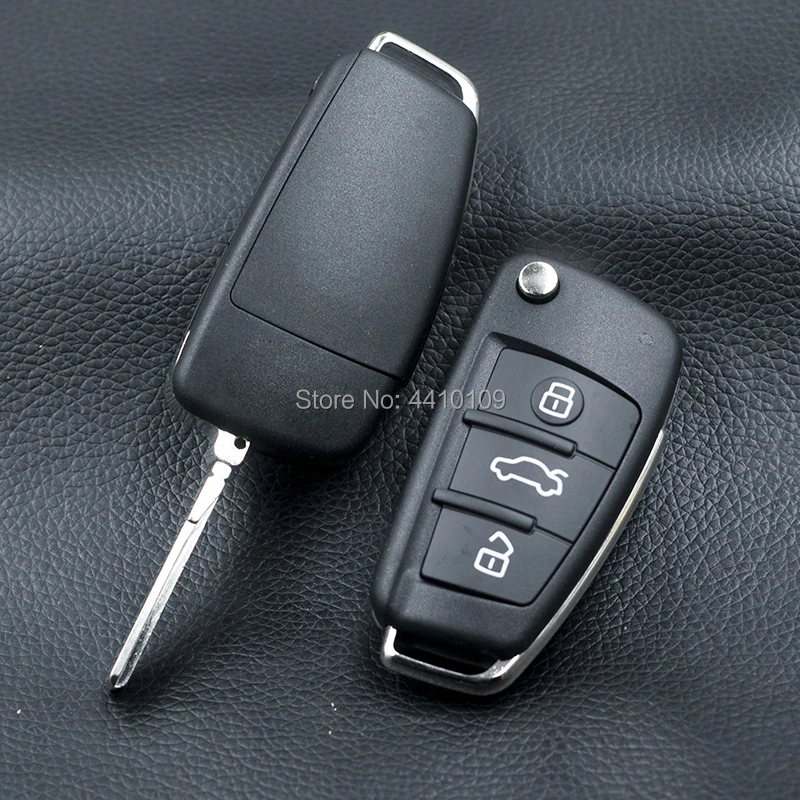 3 Button Folding Flip Remote Key For Audi A2 A3 A4 A6 A6L A8 Q7 Smart Key Case Cover Replacement With Logo Free Shipping