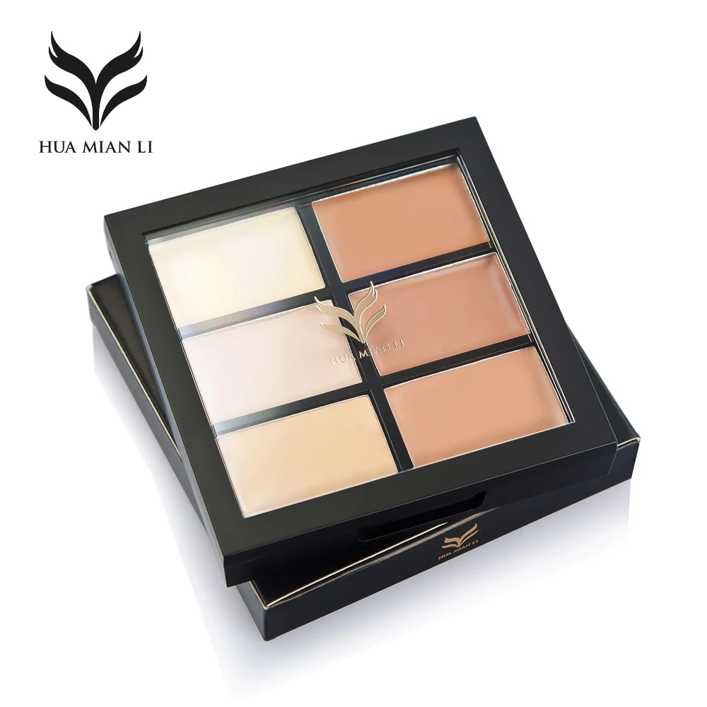 HUAMIANLI 6 Màu Sắc Che Khuyết Điểm Khuôn Mặt Kem Lót Palette Đường Viền Make Up Facial Đường Cong Palette Trang Điểm Corrector Cơ Sở Palette