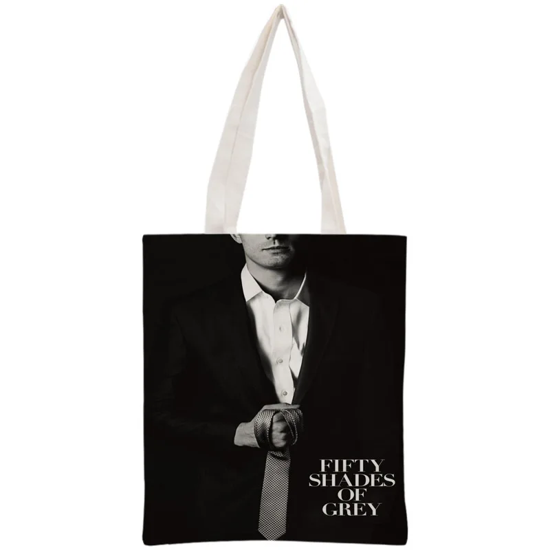 Custom Fifty Shades of Grey Tote Bag Reusable Handbag Women Shoulder Foldable Cotton Canvas Shopping Bags