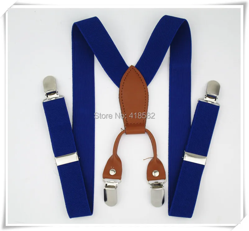 BD027-- 10pcs/lot Hot 2.5*65cm 12 colors Leather Baby Suspenders High quality 4 clips adjustable elastic braces Kids Accessories