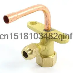 6mm Flare Tube 3Way Bend Service Valve Brass Tone for Air Conditioner