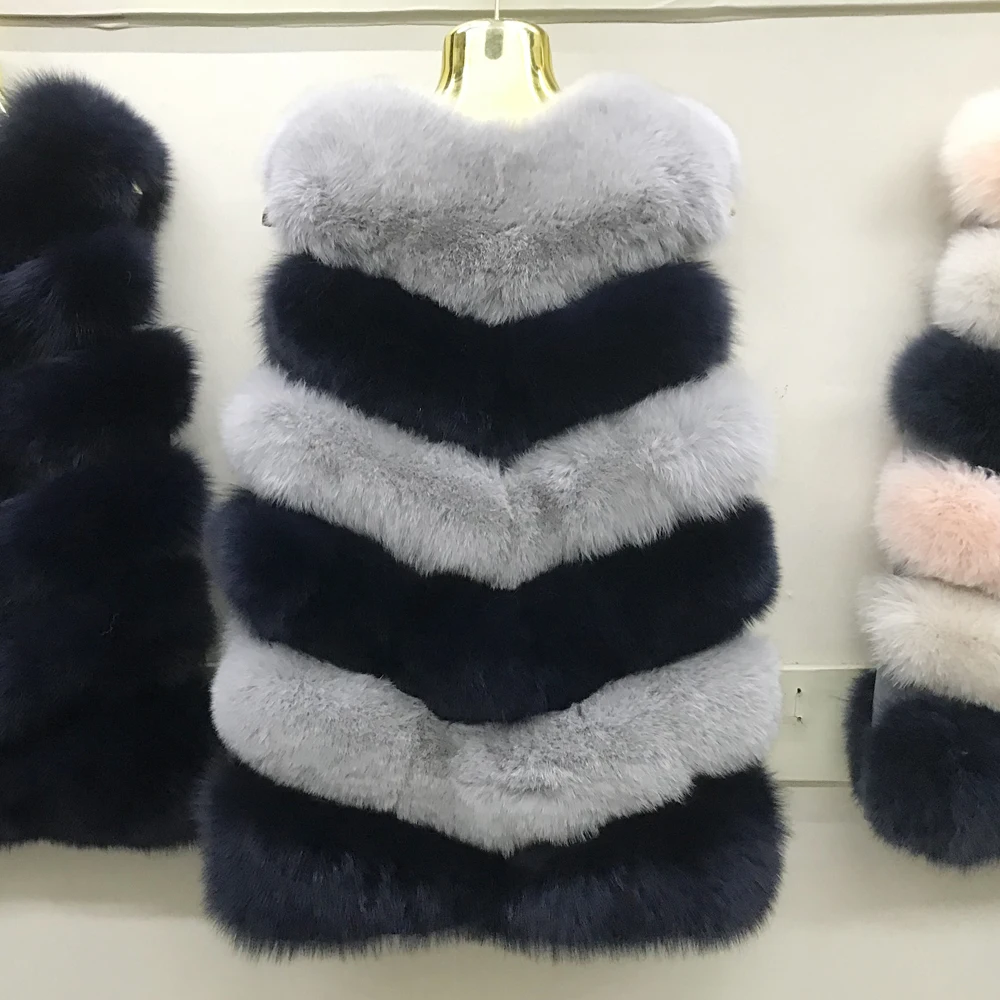 ใหม่ขายร้อนธรรมชาติ Fox Fur Waistcoat ผู้หญิงฤดูใบไม้ร่วงฤดูหนาวคุณภาพอบอุ่นจริงขนสัตว์เสื้อกั๊ก Lady จริง100% fox Fur Gilet