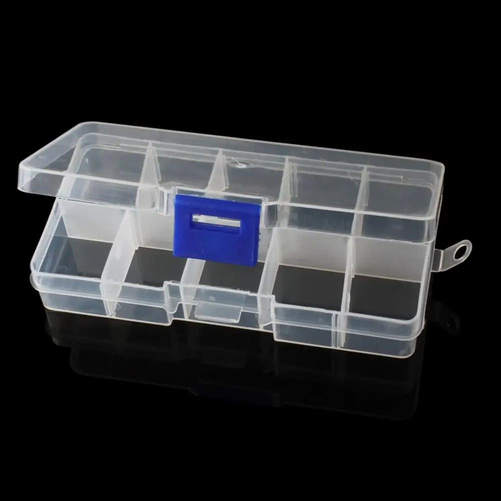 Simple 10 Compartment Small Organiser Storage Plastic Box Craft Nail Fuse Beads