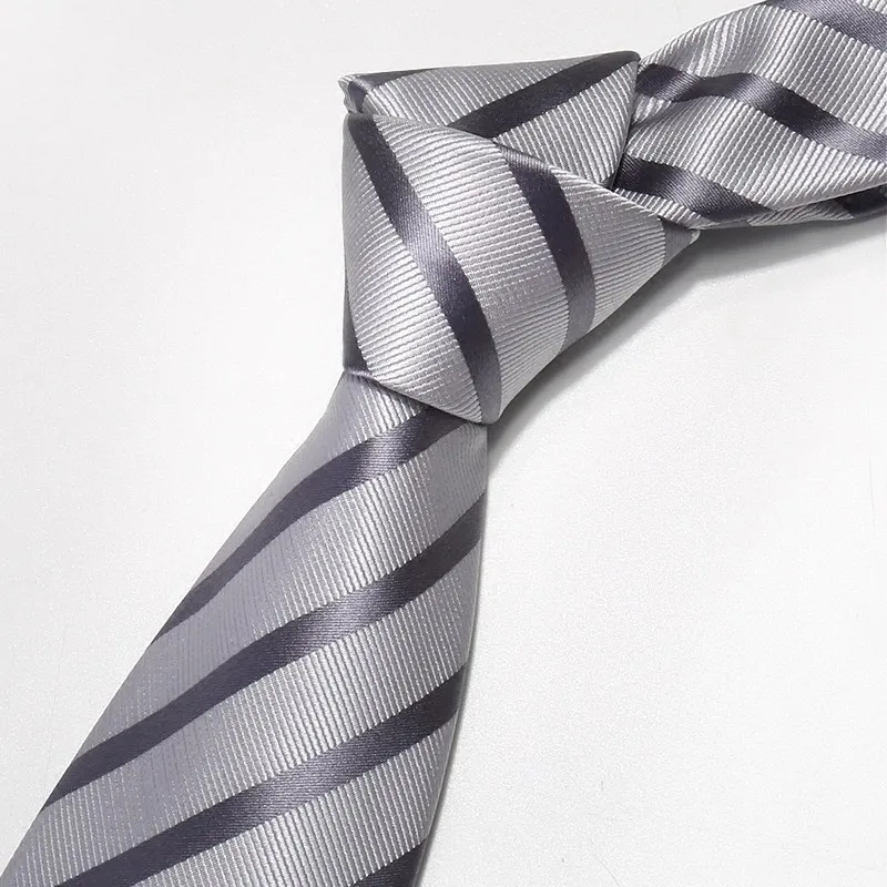 High Quality New Microfiber Mens Ties New Design Neck Ties 8cm Grey Striped Ties for Men Formal Business Wedding Party Gift