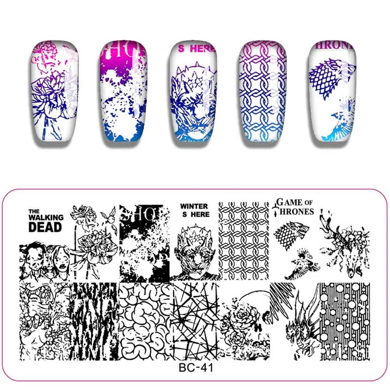 1PC Nail Art Stamping Halloween Pattern Animal Skull Design Rectangle template Nail Stamping Plate stencil for nails art