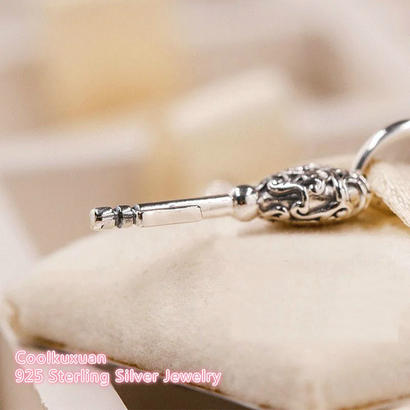 100% 925 Sterling Silver Regal Key Pendant Necklace Pendant Fit Original Pandora Charms Bracelet DIY jewelry Autumn