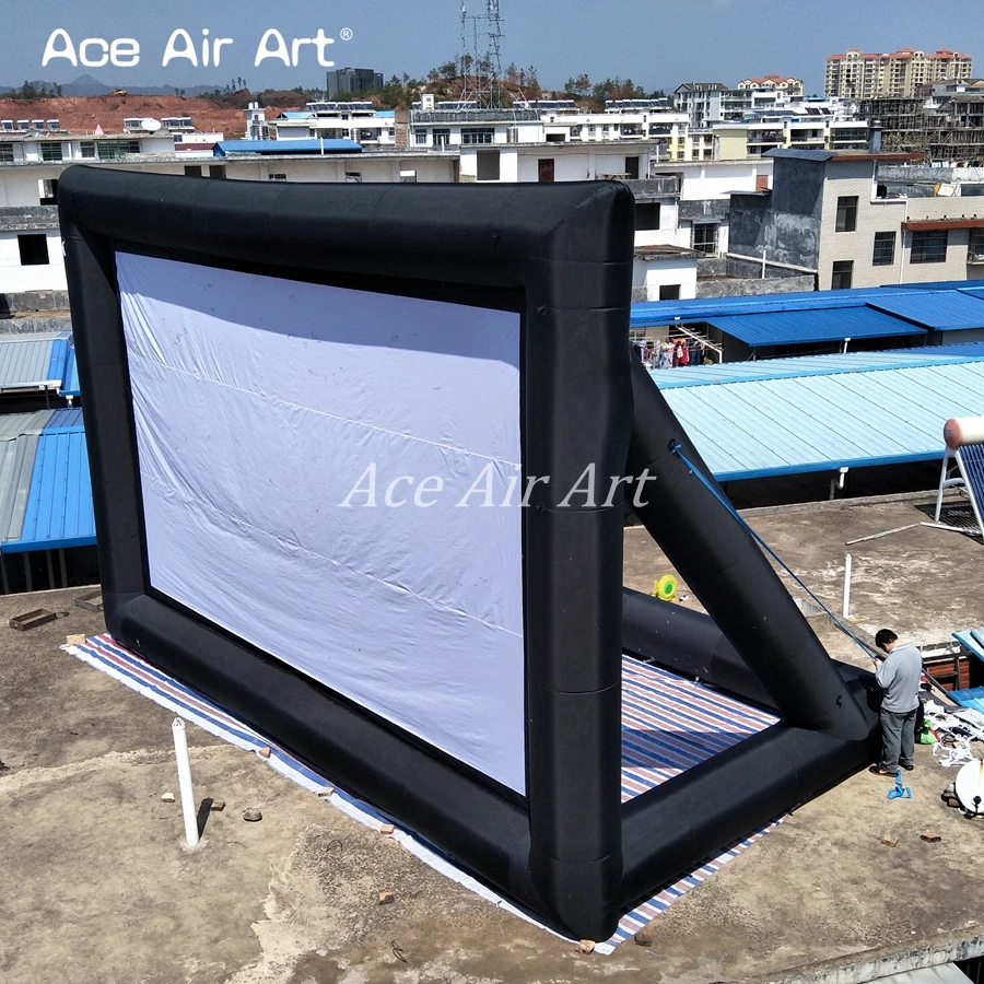 

Giant Outdoor Party Station Inflatable Movie Screen 9x6 m Standing Outside Movie Theater for Chile Friend Esteban