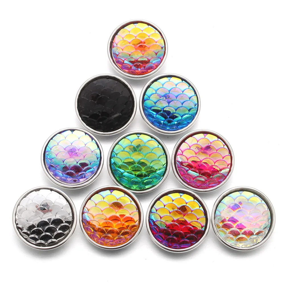 10pcs/lot Mixed 18mm snap button jewelry colorful Resin snap button pression bijoux watches women charm bracelet ZD013