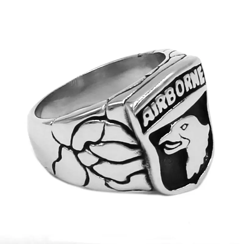 The 101st Airborne Screaming Eagles Ring 316L Stainless Steel Jewelry Punk US Army Ring Biker Rings For Men Wholesale SWR0751A