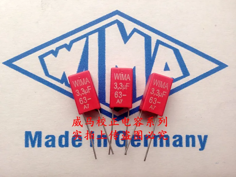 

2020 hot sale 10pcs/20pcs Germany WIMA MKS2 63V 3.3UF 335 P: 5MM new store promotion Audio capacitor free shipping