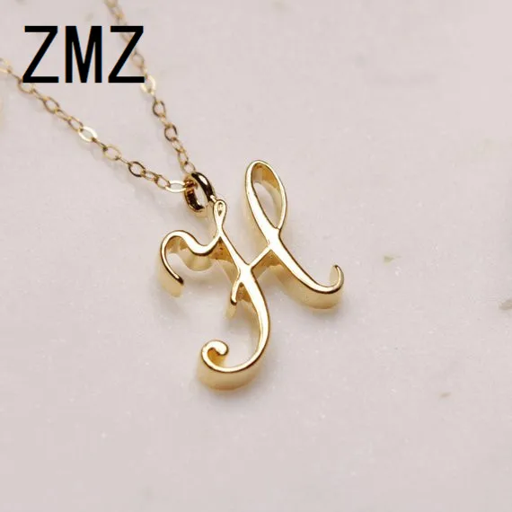 

ZMZ 50pcs/lot 2019 Europe/US fashion English letter pendant lovely letter H text necklace gift for mom/girlfriend party jewelry