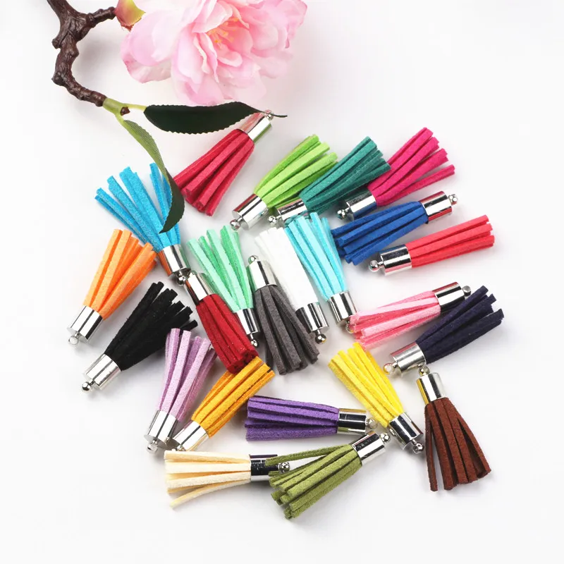 Leather Tassel 35mm For Earrings Keychain Cellphone Straps Jewelry Fiber Fringe Suede Tassel DIY Pendant  Jewelry Findings 50pcs