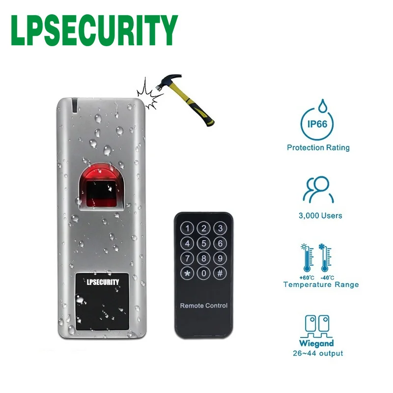 outdoor Standalone Metal Case Door lock Biometric Fingerprint Access Control scanner RFID 125kHZ  WG26 output Reader 1000users