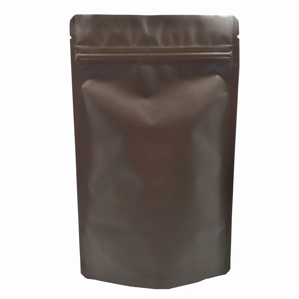 

50Pcs/lot Coffee Color Matte Stand Up Pure Aluminum Foil Zip Lock Package Bag Mylar Candy Coffee Powder Storage Zipper Pouch