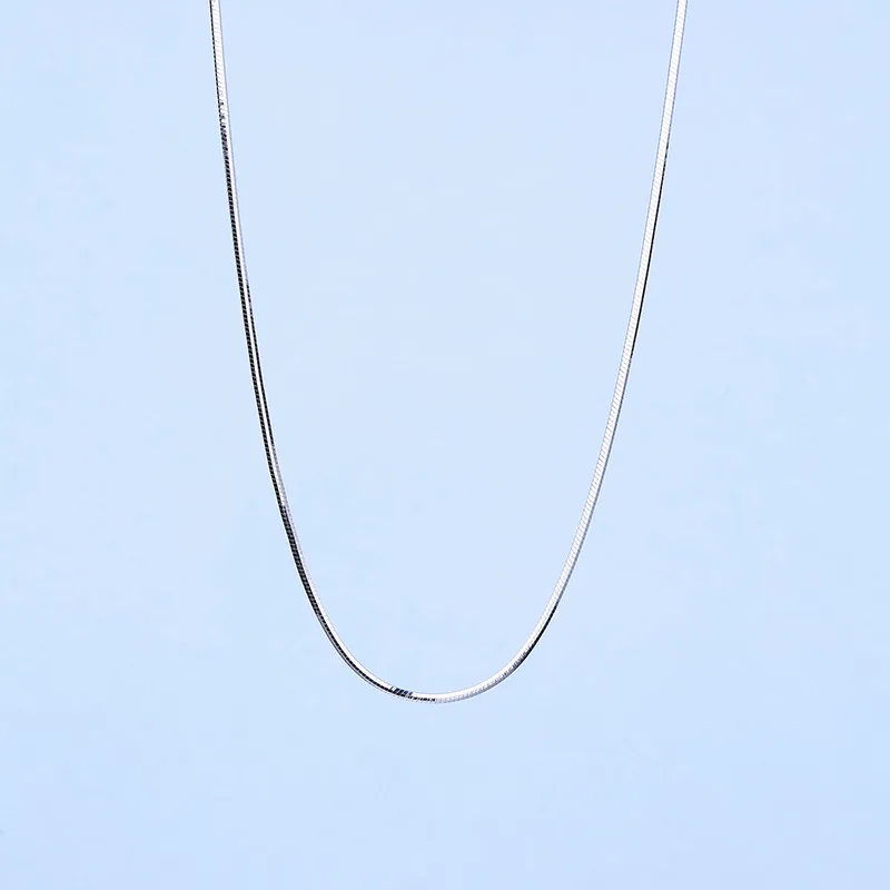 Genuine Real Pure Solid 925 Sterling Silver Chain Necklace Men Women Snake Chain DIY Jewelry Male Female 0.7mm Collier Necklaces