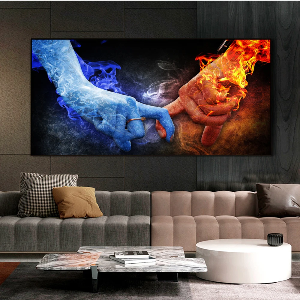 

Ice and Fire love Modern Canvas Paintings Modern Pop Graffiti Art Prints Posters And Prints Abstract Lover Wall Pictures Cuadros