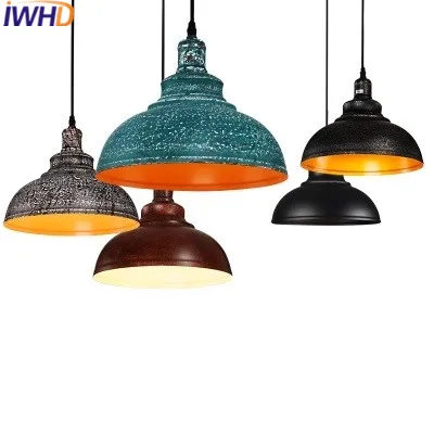 IWHD Industrial Vintage Lamp Loft Retro Pendant Lamp BlacK Iron Kitchen Retro Hanging Lights Color Lamparas Hanglamp Lustre