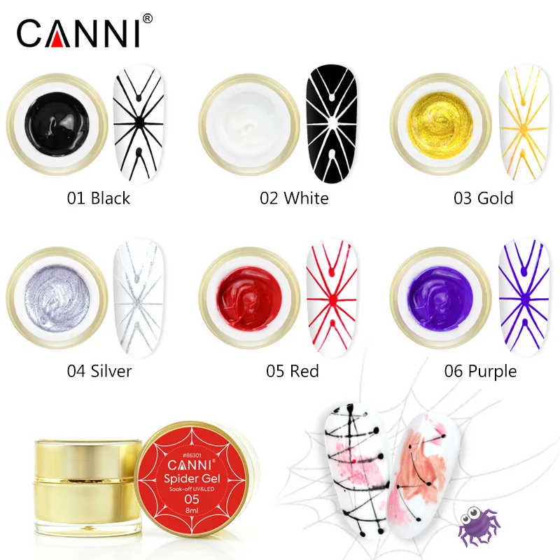 CANNI 3D Spider Painting Gel 6 Colors Manicure Nail Art Salon VENALISA Design Enamel Wire Drawing UV LED Paints Gel Lacquer