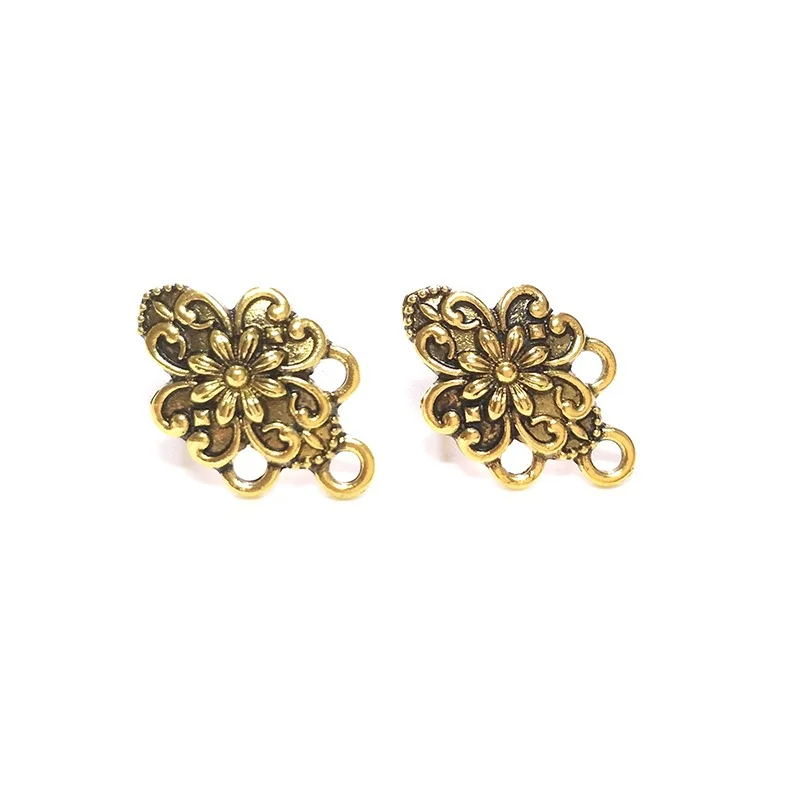 New 6pcs 13*22MM Zinc Alloy Retro Gold Crosswise Earring Base Earring Connector for DIY Earrings Accessories