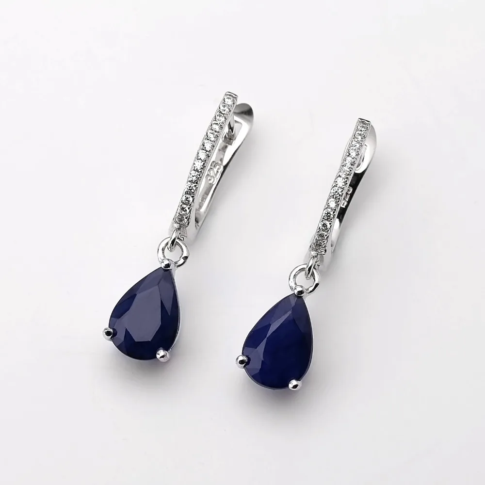 Gem\'s Ballet 5.05Ct Natural Blue Sapphire Gemstone Drop Earrings 925 Sterling Silver Fine Jewelry For Women Wedding