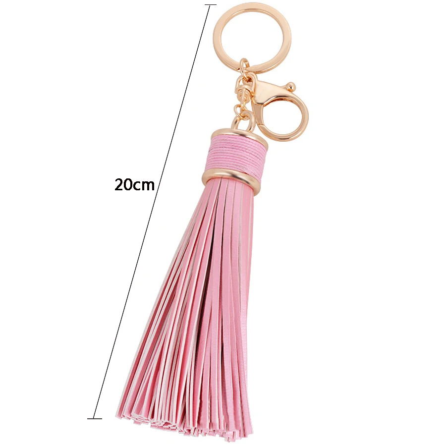 Zinc Alloy Casual PU Leather Tassels Keychain Bag Pendant Metal Car Key Chain Ring Holder Creative Women Jewelry Gift R243