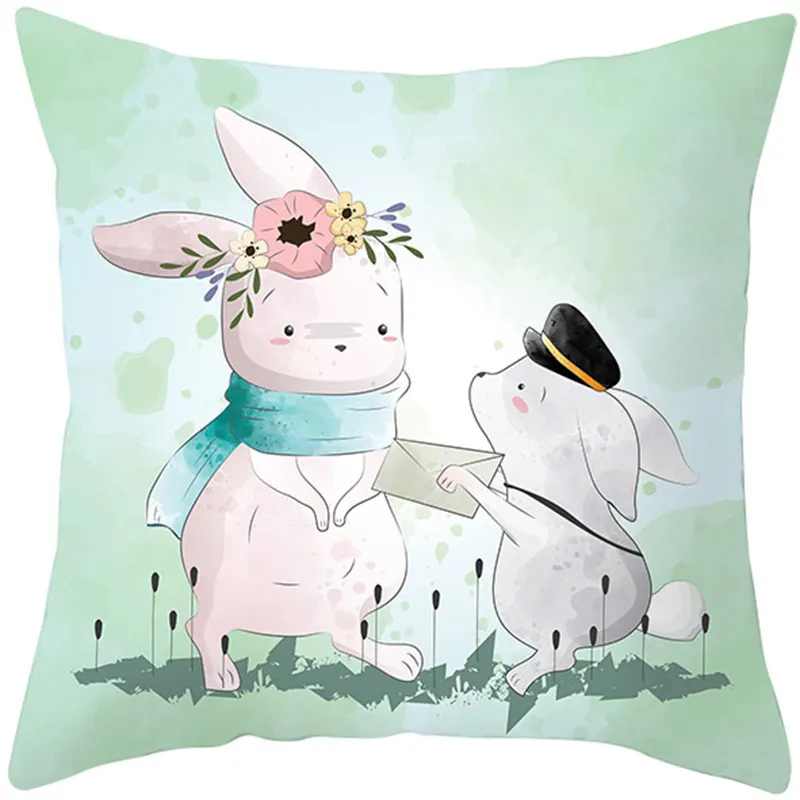 Houspace Cushion Cover Cute Cartoon Animal Polyester Peach Skin pillow cover sofa bed car room Home Decorative Pillow Case