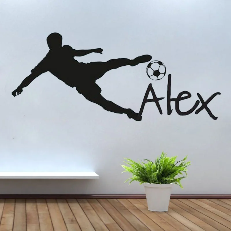 Personalized Name Vinyl Wall Decal Sticker For Nursery Football Soccer Ball Custom name Wall Sticker For Kids Bedroom huang094