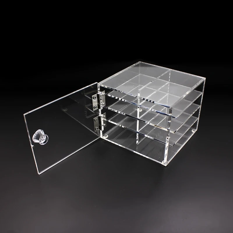 Caja de almacenamiento de pestañas de plástico, contenedor de exhibición de maquillaje transparente, soporte de paleta de pegamento para extensiones de pestañas, 8 capas/6 capas