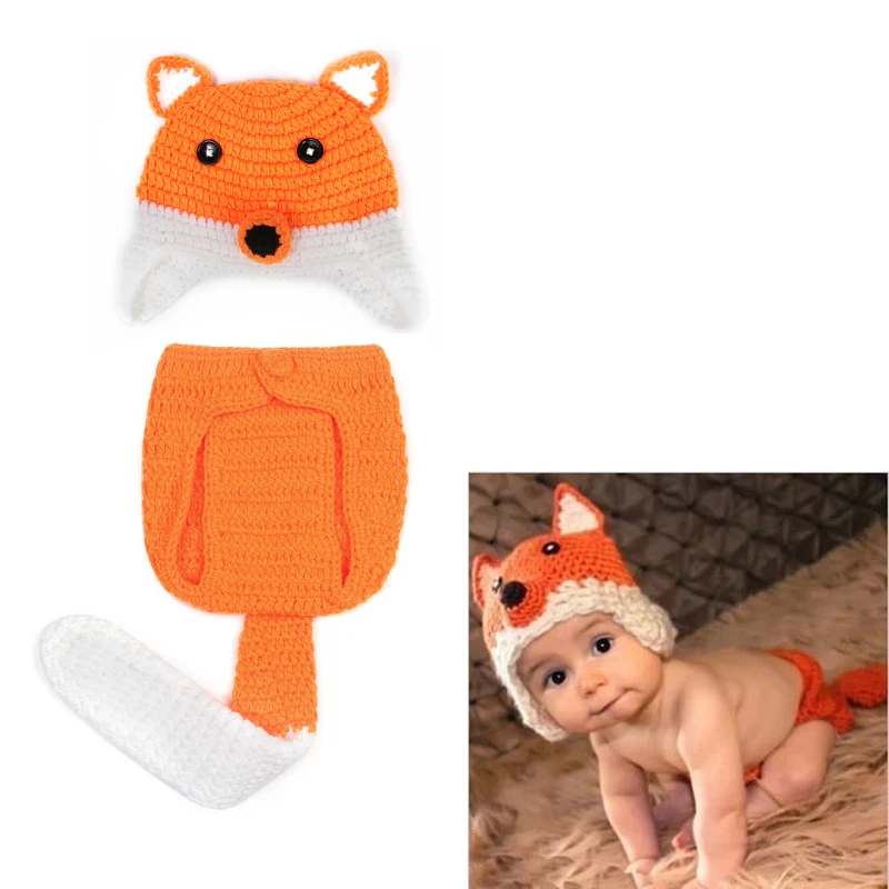 HOT!Newborn Photo Props Crochet Costume Knitted Baby Hat Sets Newborn Baby Animal Photography Props Accessories