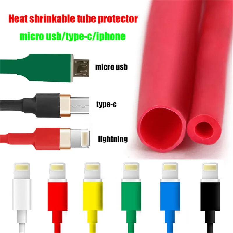 5PCS USB Cable Protector Heat Shrink Tube Sleeve Data Line Winder Organizer For iPhone7 8 X XR For Huawei Xiaomi Samsung Android