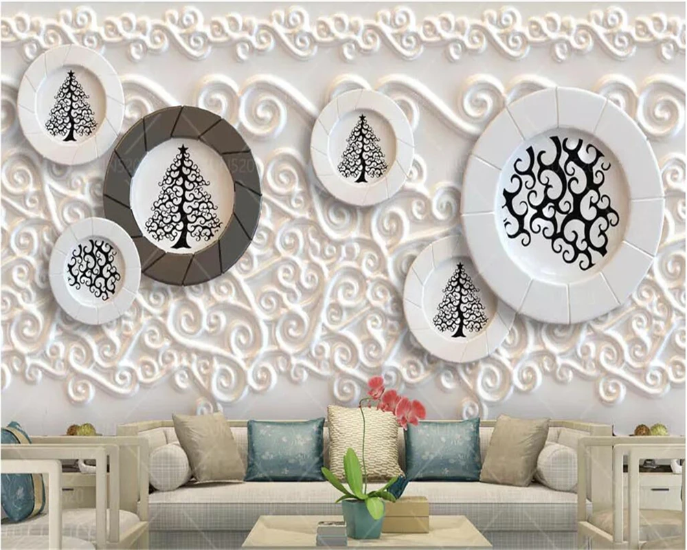 beibehang Custom wallpaper 3d photo mural art carving porcelain plate relief background 3D TV background wall painting wallpaper