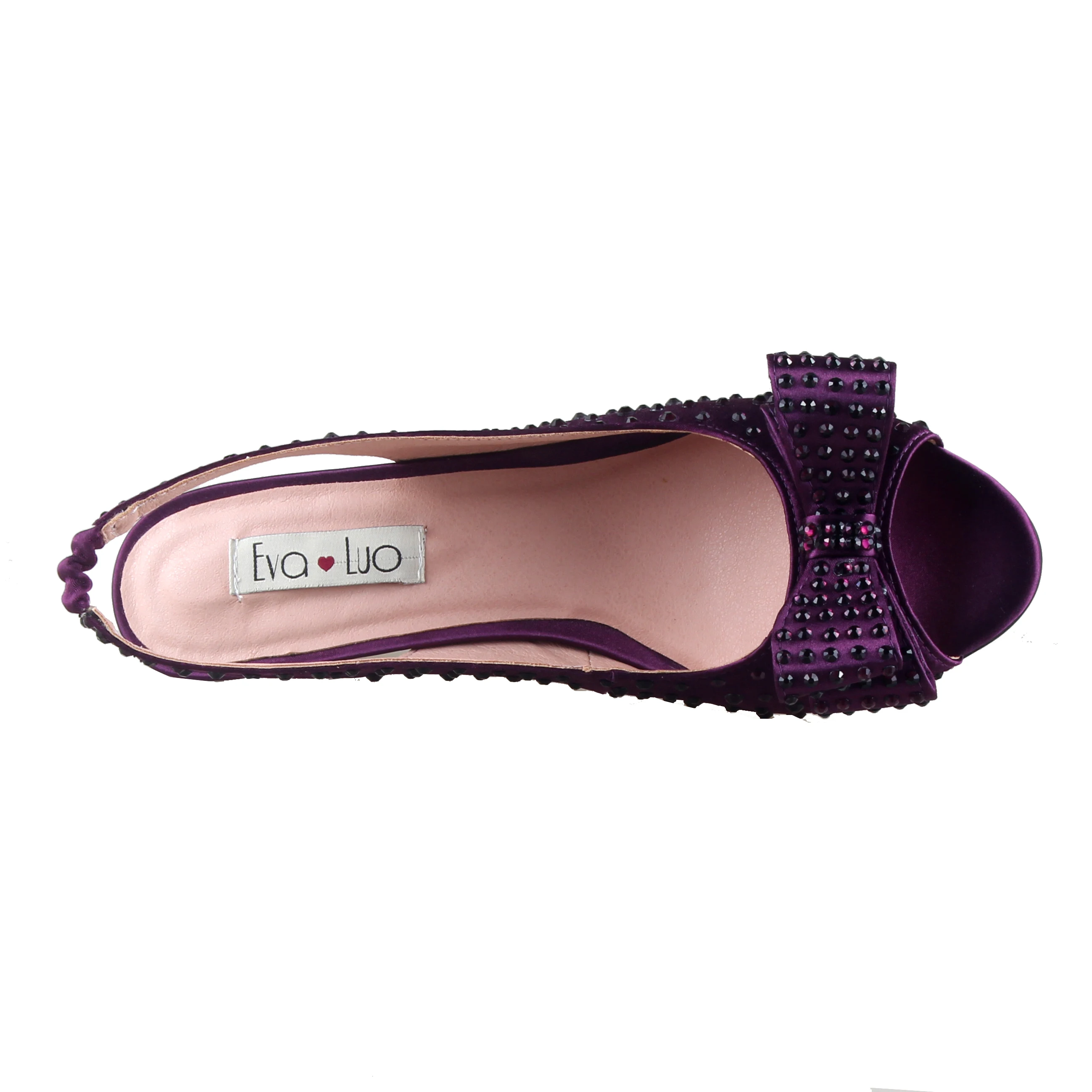BS1044 Custom Made Different Heel Height Bow Bridal Wedding Shoes Purple Crystal Shoes With Matching Bag Set