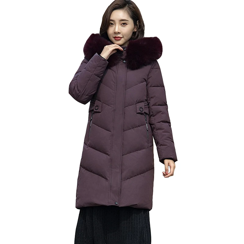 Down Jacket Women Winter Parkas New Thick White Duck Down Coat Fur Collar Hooded Long Down Coats Female Overcoat 8XL 9XL 10XL