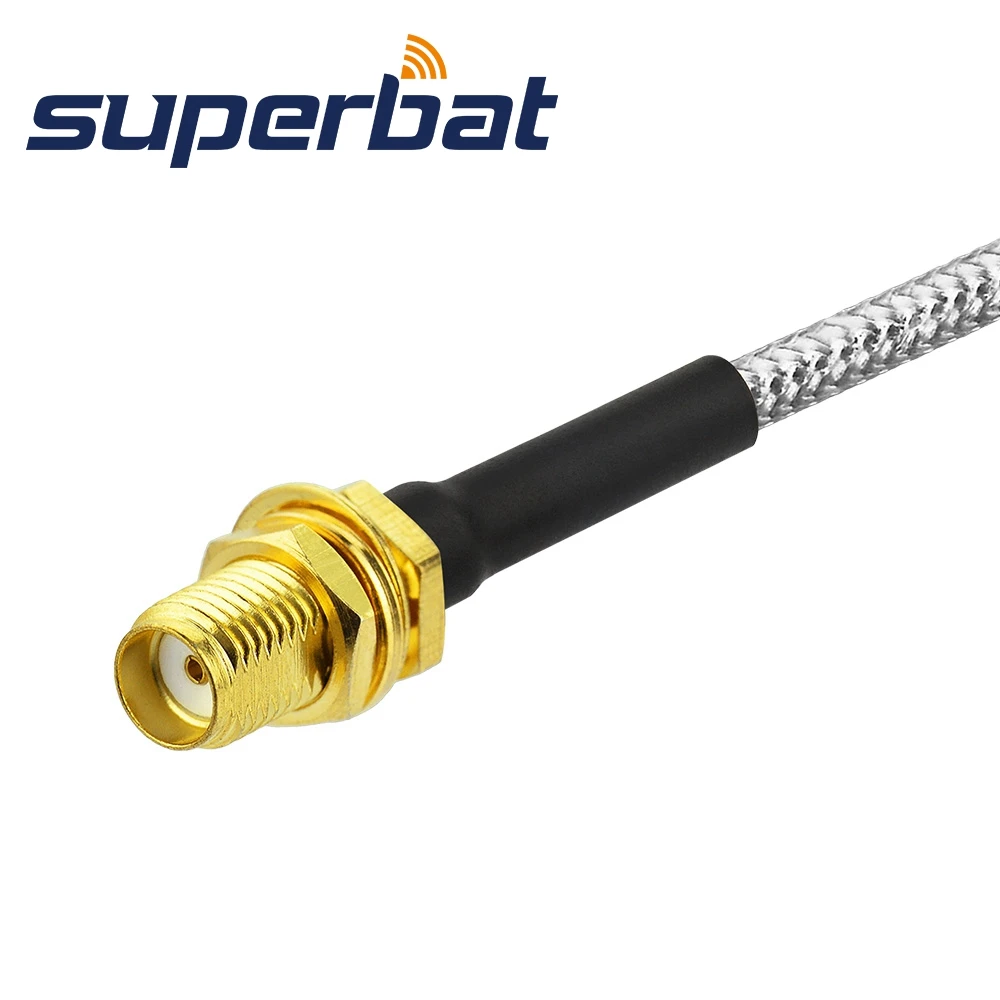 Superbat Antenna Feeder Cable Assembly SMA Female Bulkhead to SMA Male Semi-Flexible .141" Cable RG402 15cm