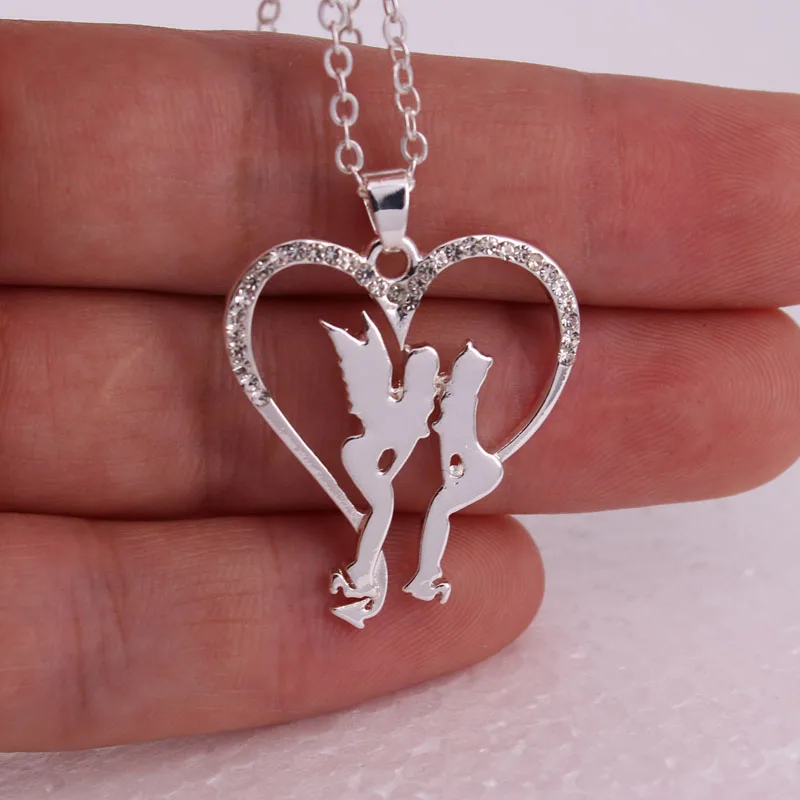 hzew new heart shape Angel and devil pendant necklace gift necklace - Image 2