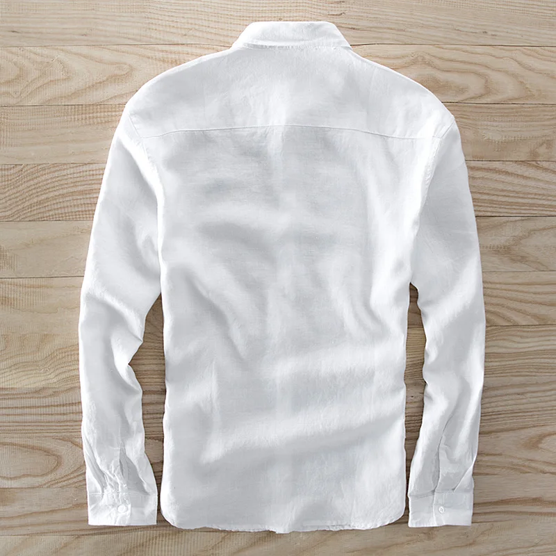 New arrival long-sleeved linen shirt men brand casual men shirts flax white shirt mens breathable spring shirts male camisa