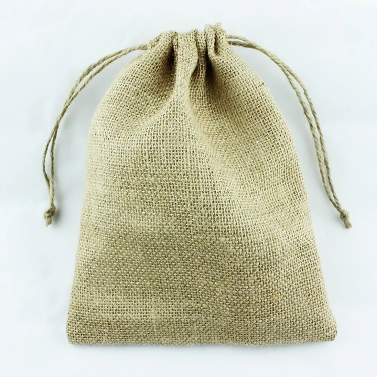 

(30pcs/lot) one line middle13x17cm/5*6.7inch 100% natural cute jute rope drawstring gift pouch bags recycle bag customize & logo