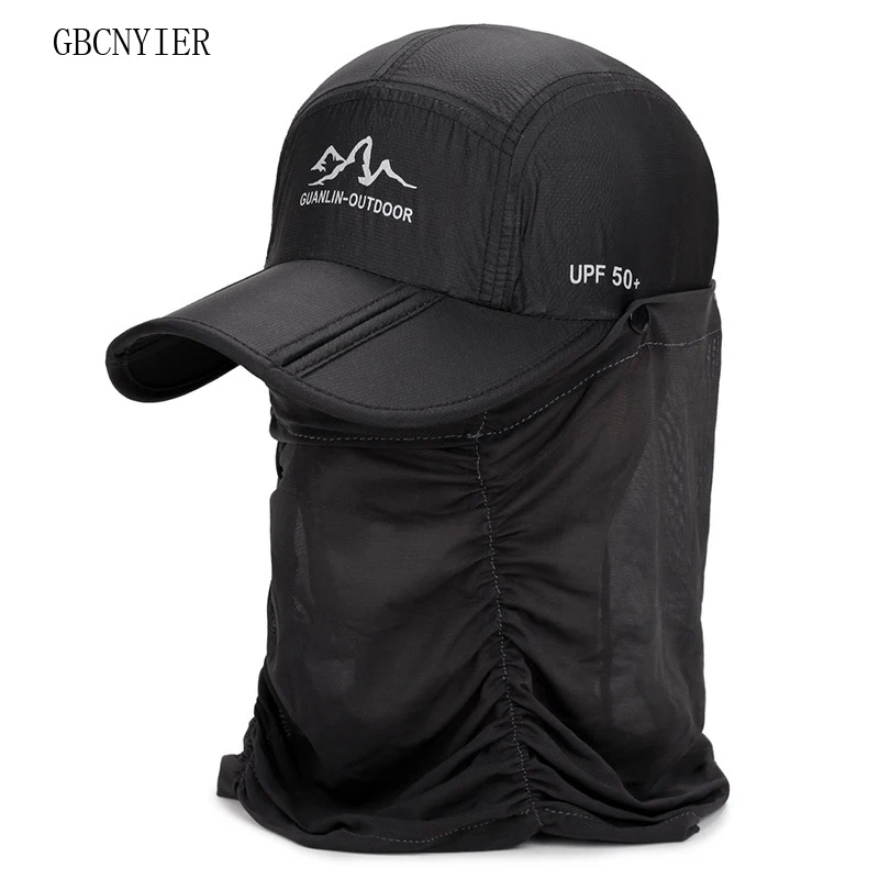 GBCNYIER outdoor full protection baseball cap thin cotton breathable mesh neck protection fold unisex sun hat easy pocket