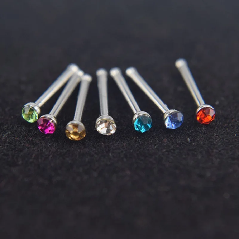 Stainless Steel Crystal Nose stud Set Women Girl Surgical Steel Nose Piercing Rhinestone Nose Stud ear bone Stud Body Jewelry