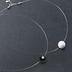 Women's Transparent Line Necklace Invisible Chain Necklace Female Black Pearl Pendant Necklace Collier Femme Beautiful Gift