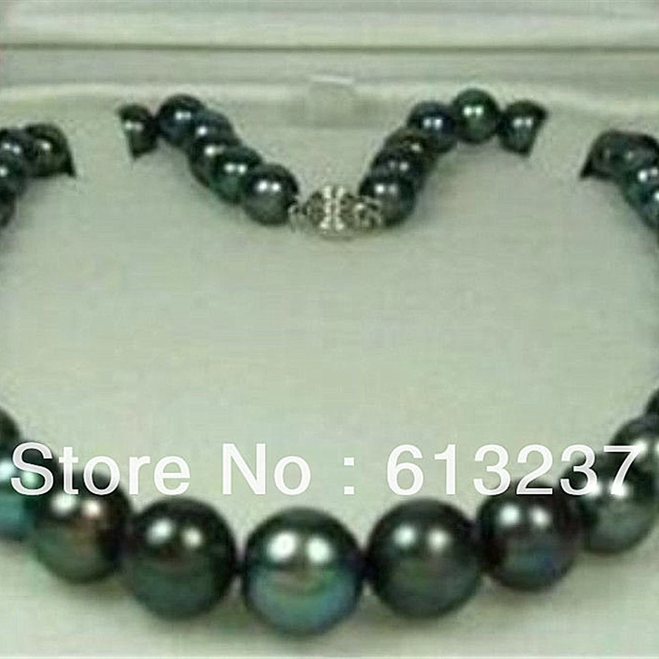 

Fashion style Natural AAA 9-10mm round beads tahitian black bearl making hot necklace making 18" MY4574