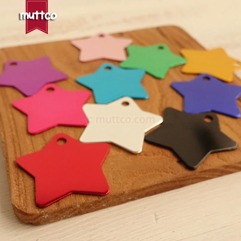 10pcs/lot wholesale good dog cat name charm craved phone number customs name tag star sharp dog id tag 10 colors DIT-023